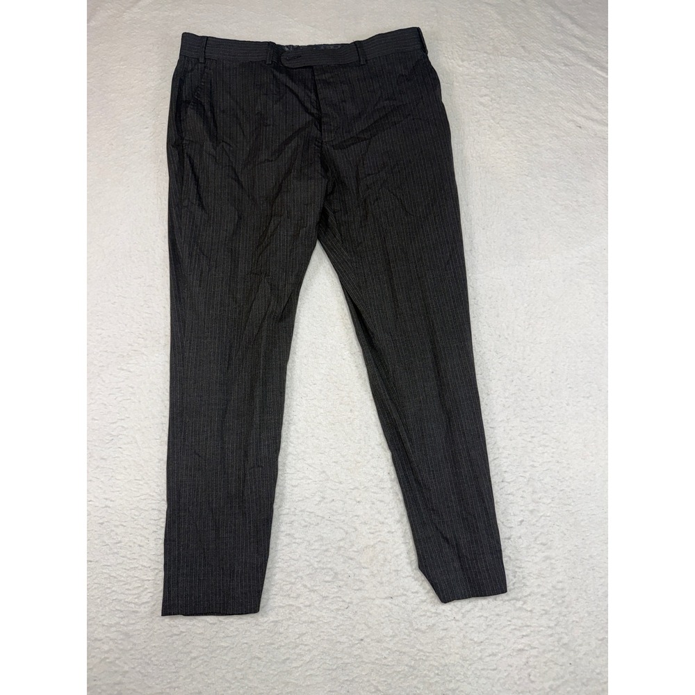 Perry Ellis Portfolio Mens 36x30 Charcoal Gray Pinstripe Dress Pants Trousers
